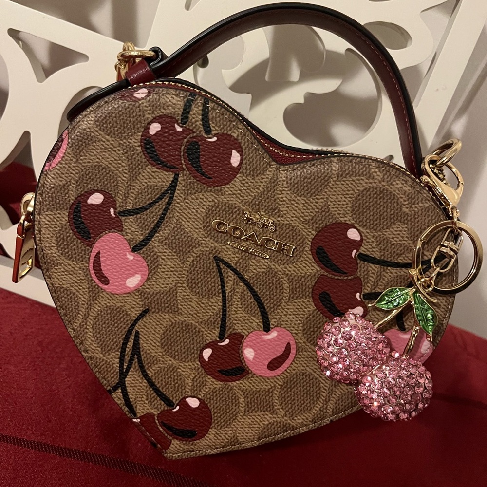 Sparkling Cherry Rhinestone Bag Keychain Charm